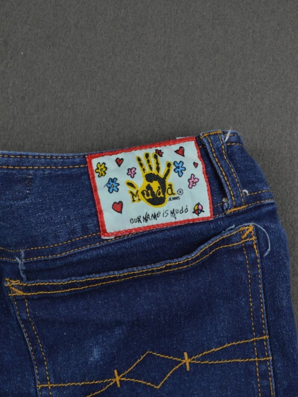 Vintage Y2K Mudd Womens Dark Blue Denim Flared Jeans Stretch Side Lace Up Size 7 - Picture 6 of 8